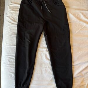 Jaanuu Men's Black Jogger Scrub Pants with Drawstring